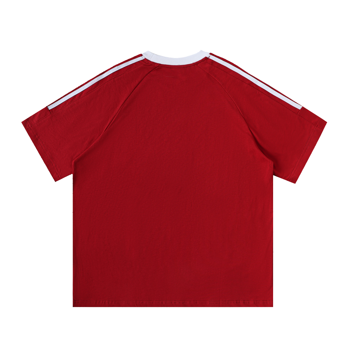 Aonaran Varsity Contrast Tape Crewneck Cotton T-Shirt