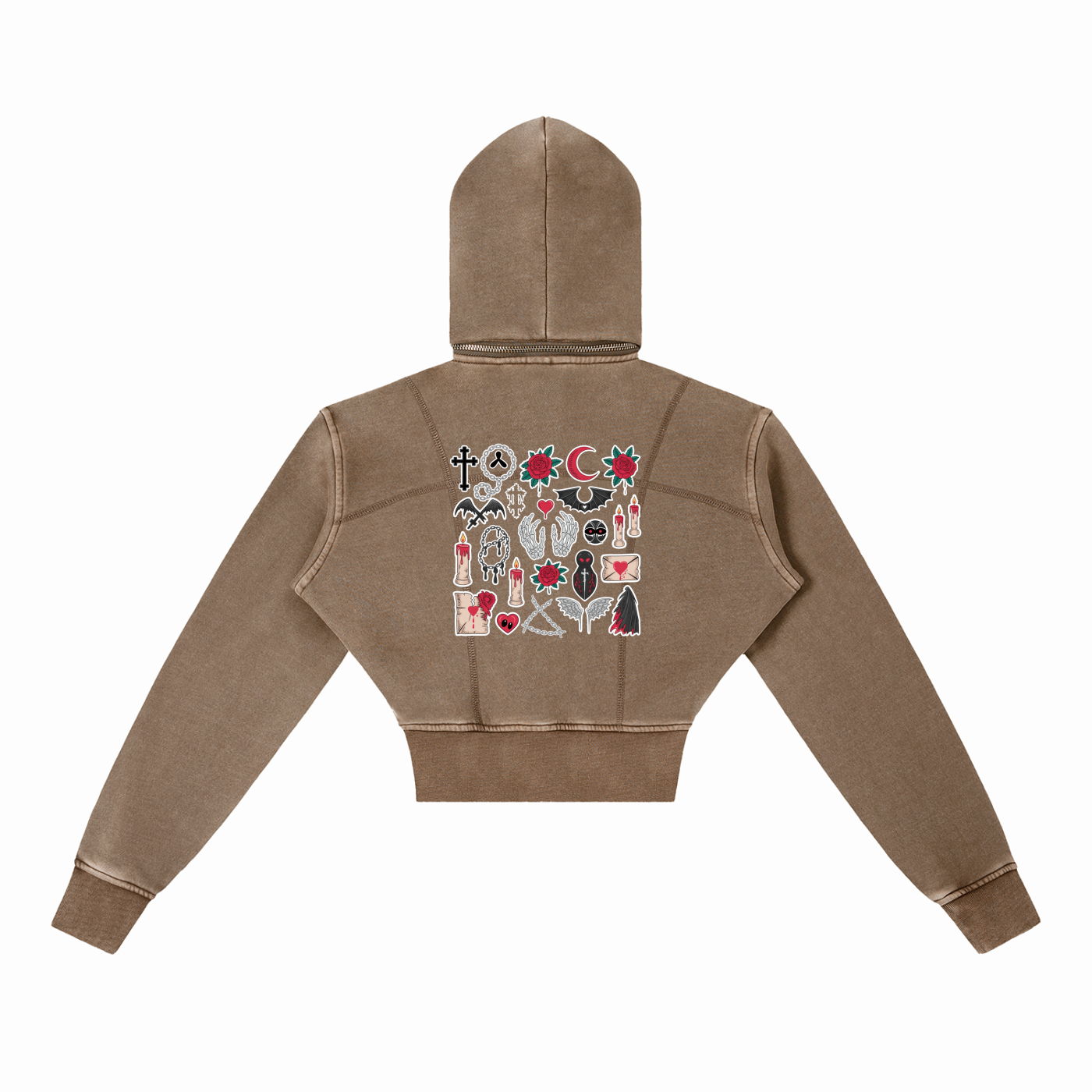 Heart Mason Vintage Washed Cropped Fleece Hoodie