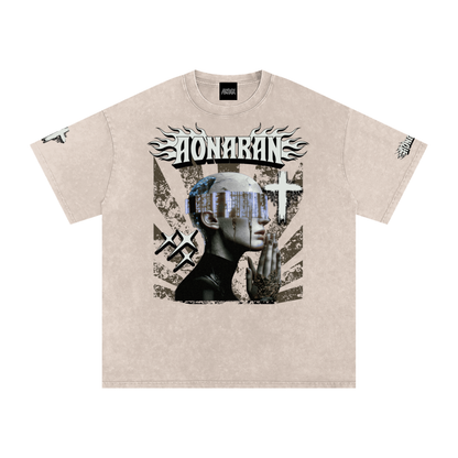 Smiling Tyrant Snow Washed Oversized Cotton T-Shirt