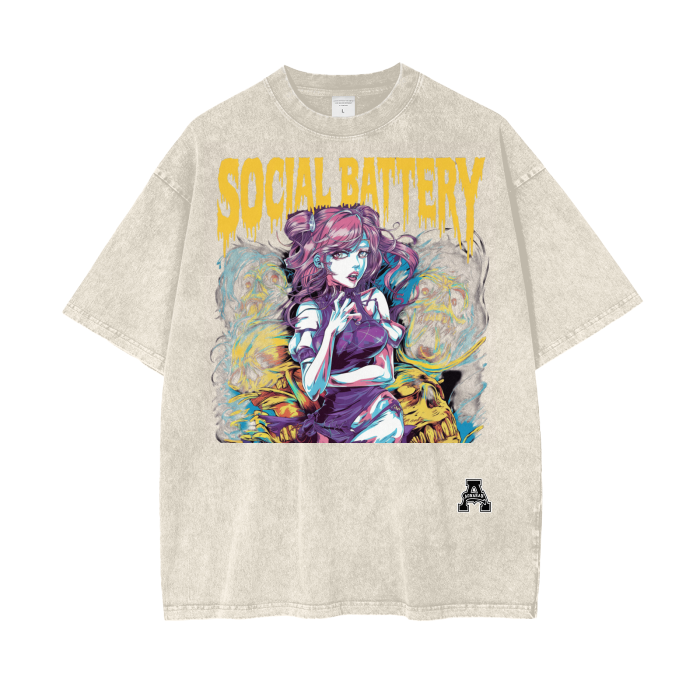 BillyGoat's Social Battery Aonaran Graphic Acid Wash Oversize T-Shirt