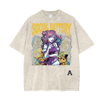 BillyGoat's Social Battery Aonaran Graphic Acid Wash Oversize T-Shirt