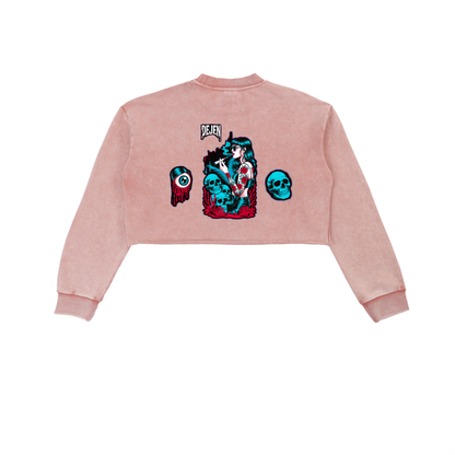 REPACKED Snow Washed Raw Edge Cropped Sweatshirt