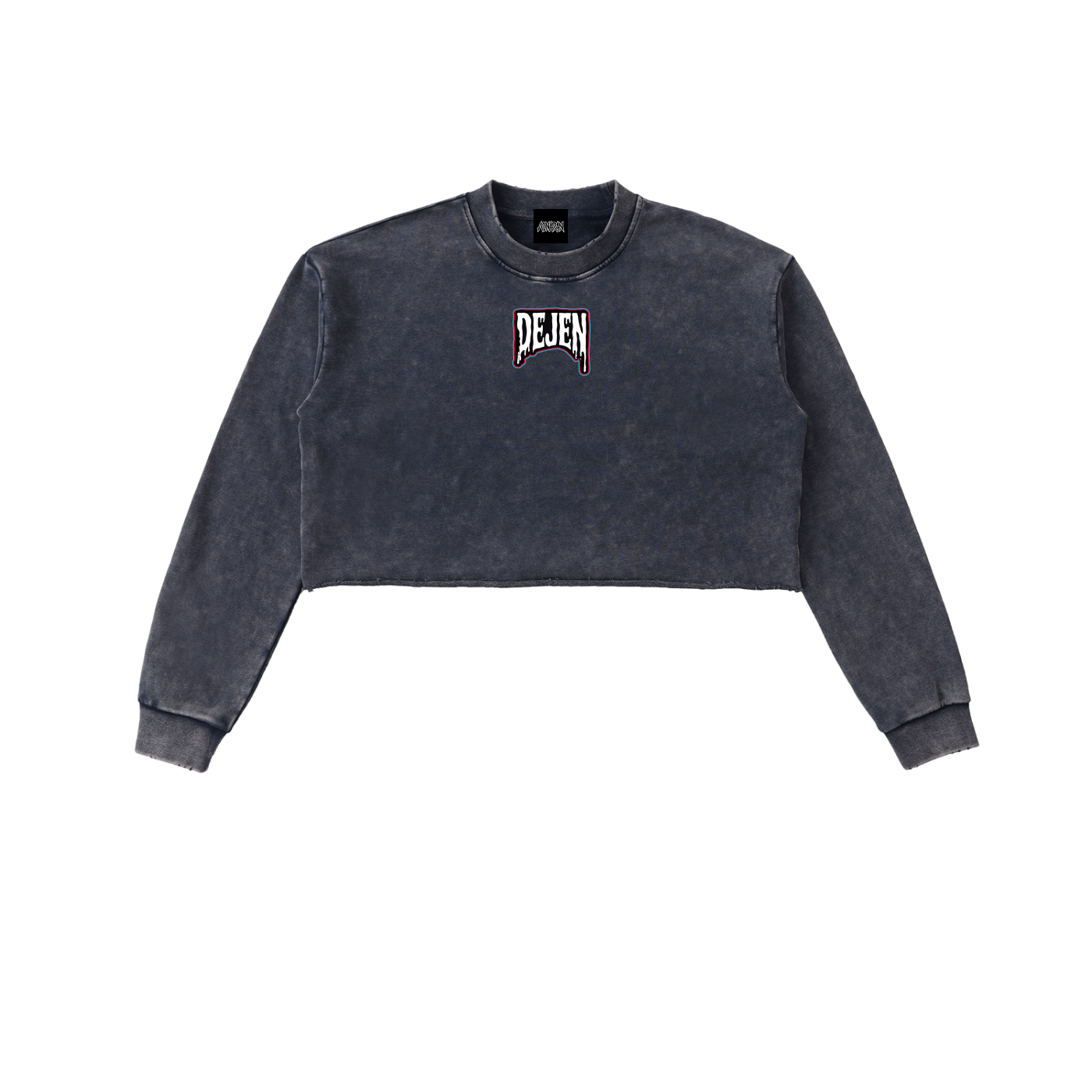 REPACKED Snow Washed Raw Edge Cropped Sweatshirt