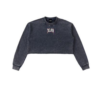 REPACKED Snow Washed Raw Edge Cropped Sweatshirt
