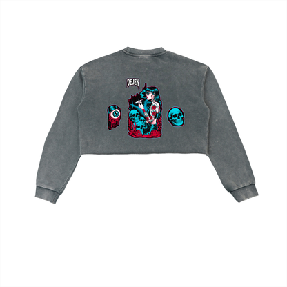 REPACKED Snow Washed Raw Edge Cropped Sweatshirt