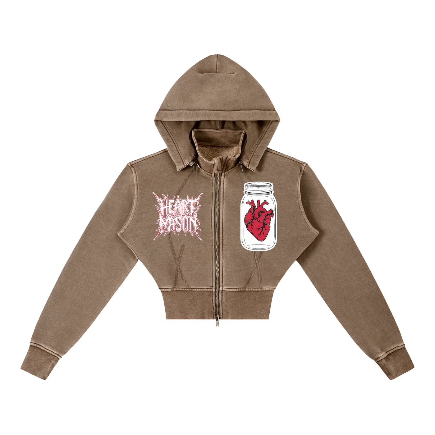 Heart Mason Vintage Washed Cropped Fleece Hoodie