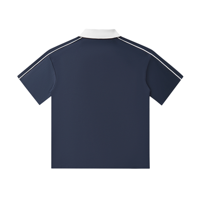 Aonaran Varsity Contrast Collar Short-Sleeve Polo Shirt