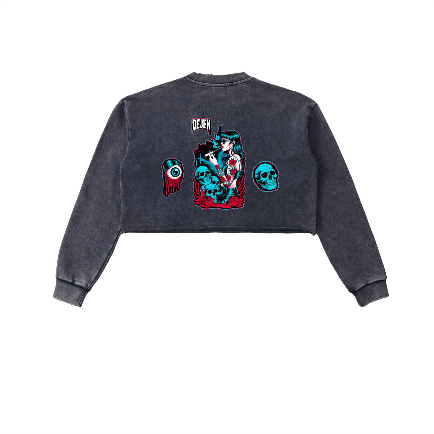 REPACKED Snow Washed Raw Edge Cropped Sweatshirt