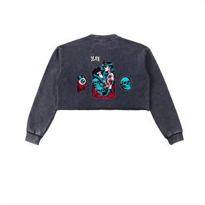 REPACKED Snow Washed Raw Edge Cropped Sweatshirt