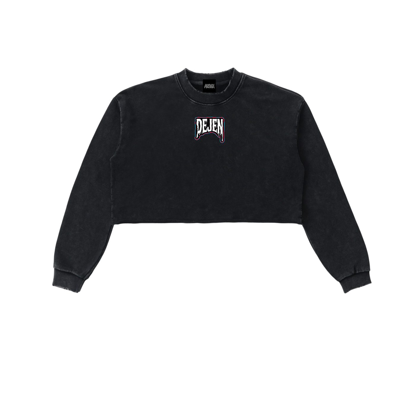 REPACKED Snow Washed Raw Edge Cropped Sweatshirt
