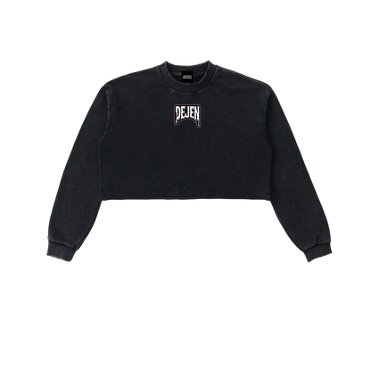 REPACKED Snow Washed Raw Edge Cropped Sweatshirt