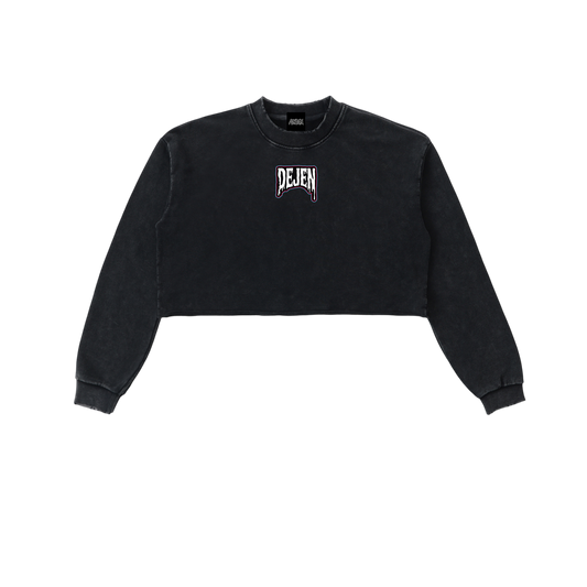 REPACKED Snow Washed Raw Edge Cropped Sweatshirt
