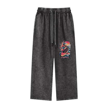 Dimple Acid Wash Straight Leg Pants