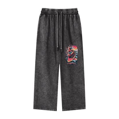 Dimple Acid Wash Straight Leg Pants