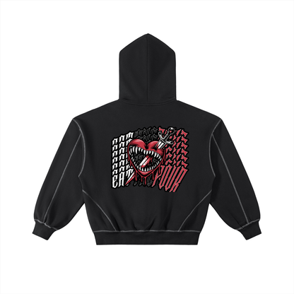 ETP Contrast-Stitched Boxy Fleece Zip Hoodie