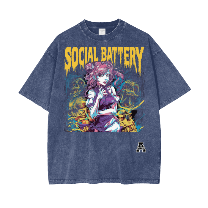 BillyGoat's Social Battery Aonaran Graphic Acid Wash Oversize T-Shirt