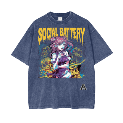 BillyGoat's Social Battery Aonaran Graphic Acid Wash Oversize T-Shirt