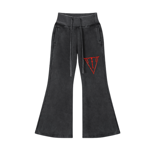 Aonaran NevaeH Vintage Washed Flared Fleece Pants