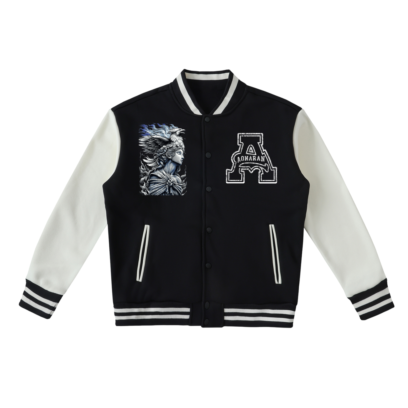 Aonaran Angelic Frost Two-Tone Fleeced Varsity Jacket