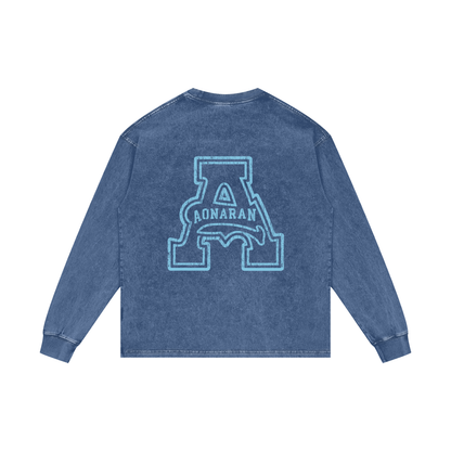 Aonaran Elementals Acid Wash Oversize Long Sleeve T-Shirt