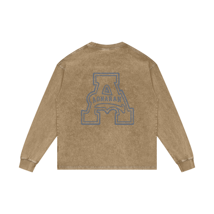 Aonaran Elementals Acid Wash Oversize Long Sleeve T-Shirt