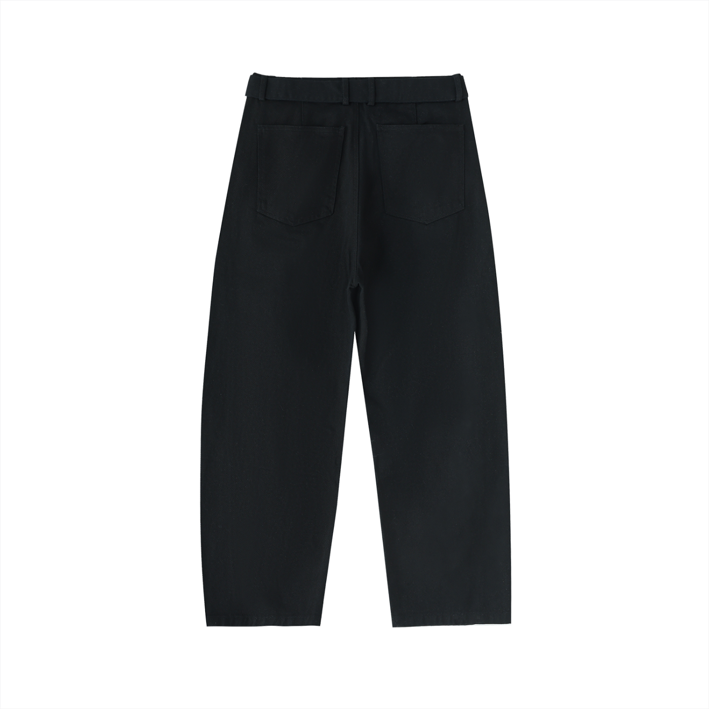 Aonaran Angelic Frost Twisted-Seam Belted Curved-Blade Pants