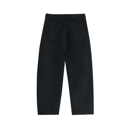 Aonaran Angelic Frost Twisted-Seam Belted Curved-Blade Pants