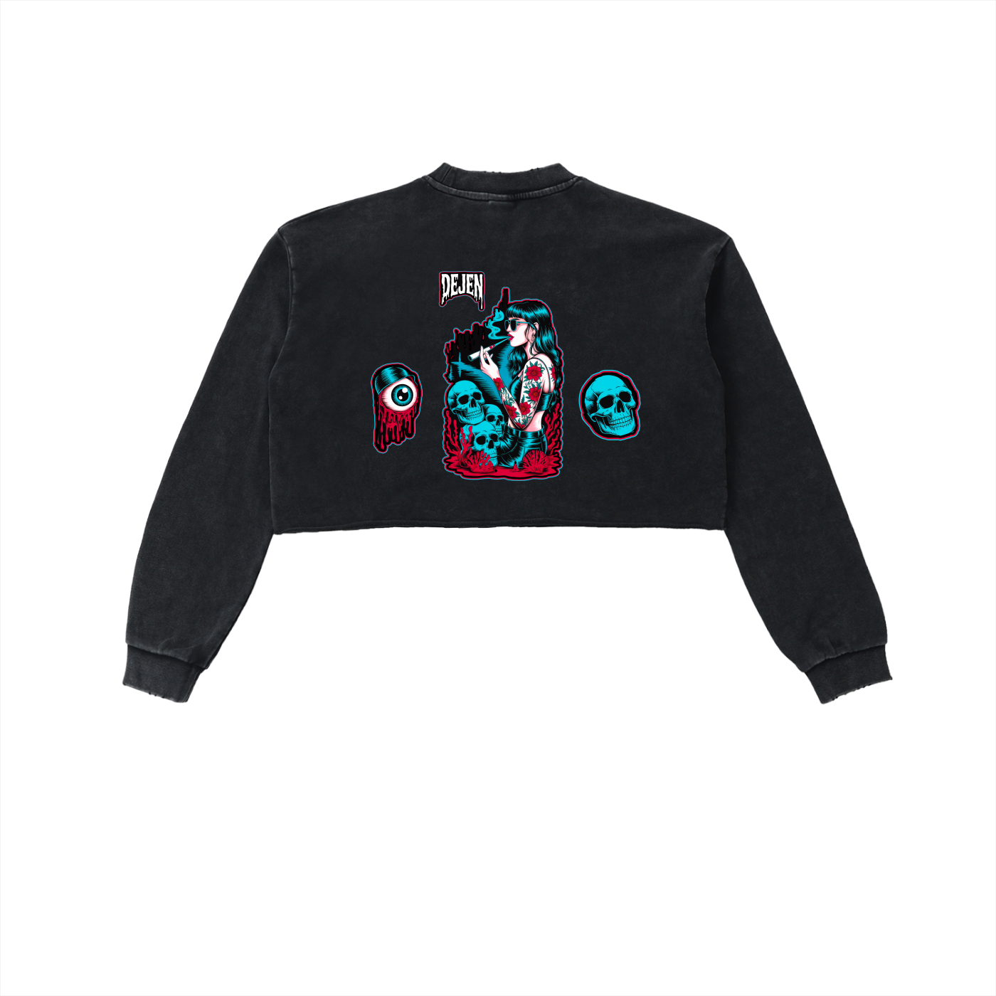 REPACKED Snow Washed Raw Edge Cropped Sweatshirt