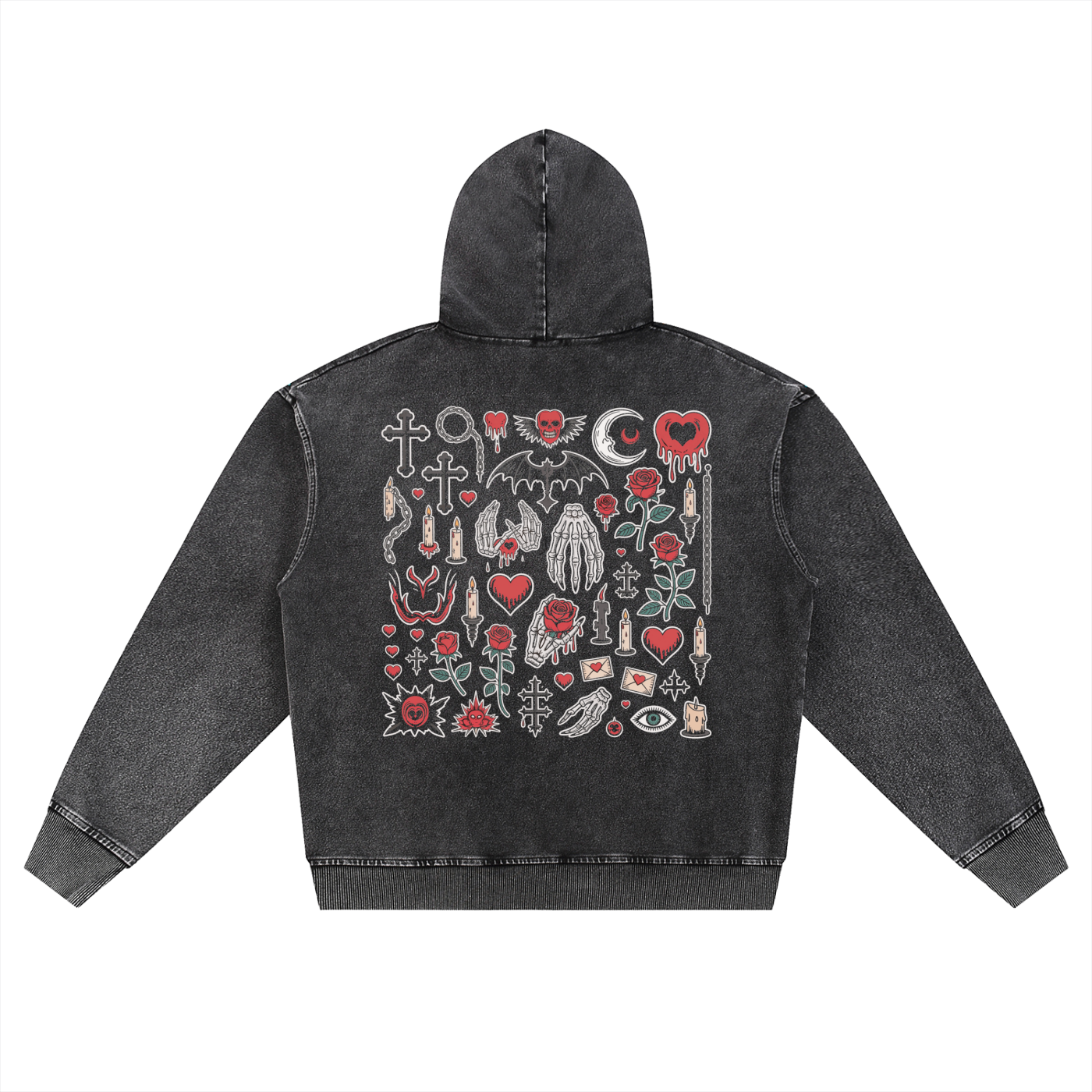 Heart Mason Snow Wash Oversized Zip-Up Hoodie