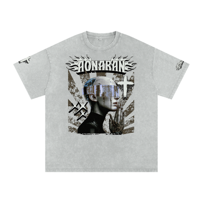 Smiling Tyrant Snow Washed Oversized Cotton T-Shirt