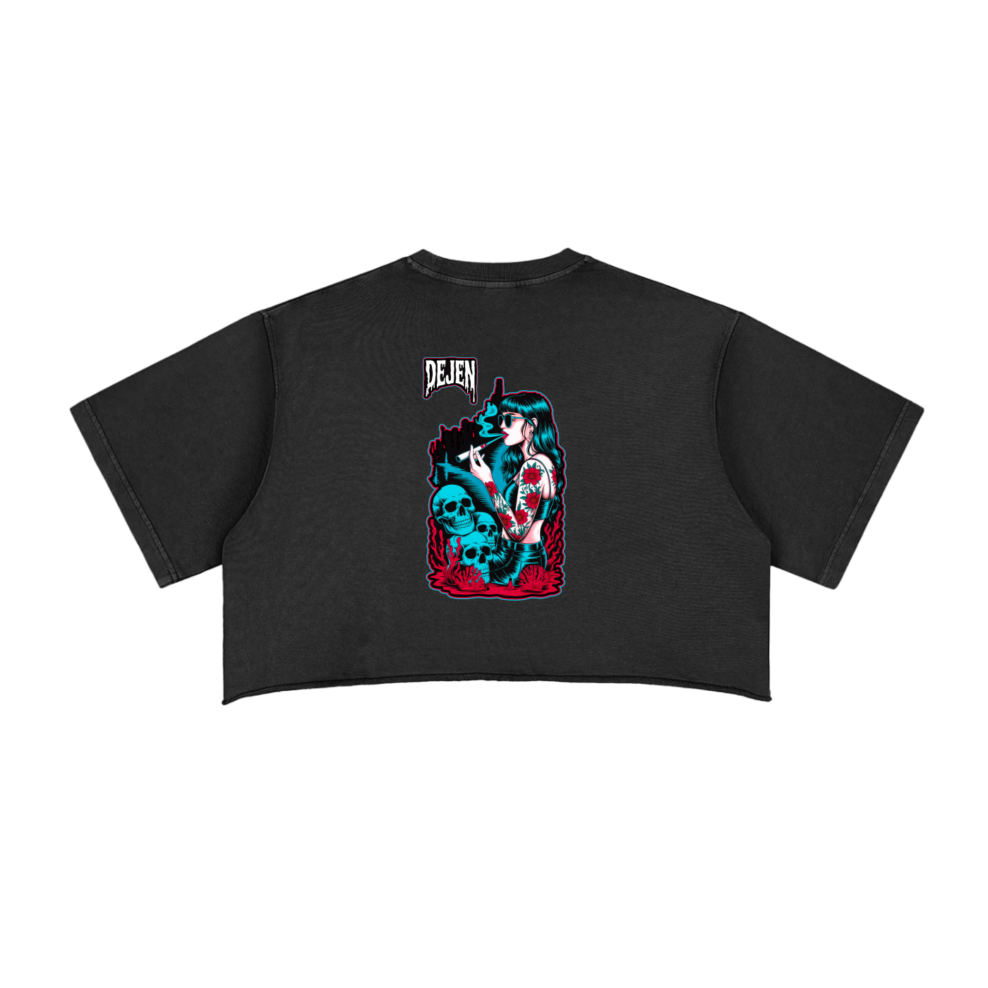 REPACKED Snow Washed Raw Edge Crop Top