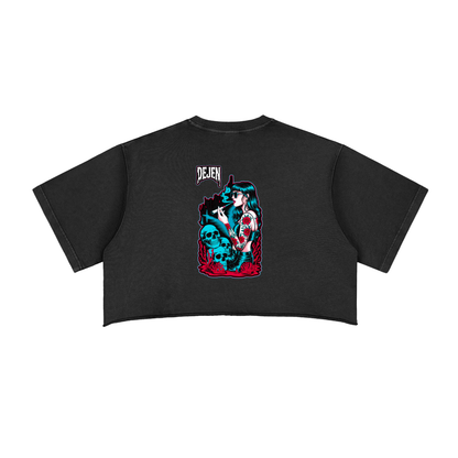 REPACKED Snow Washed Raw Edge Crop Top