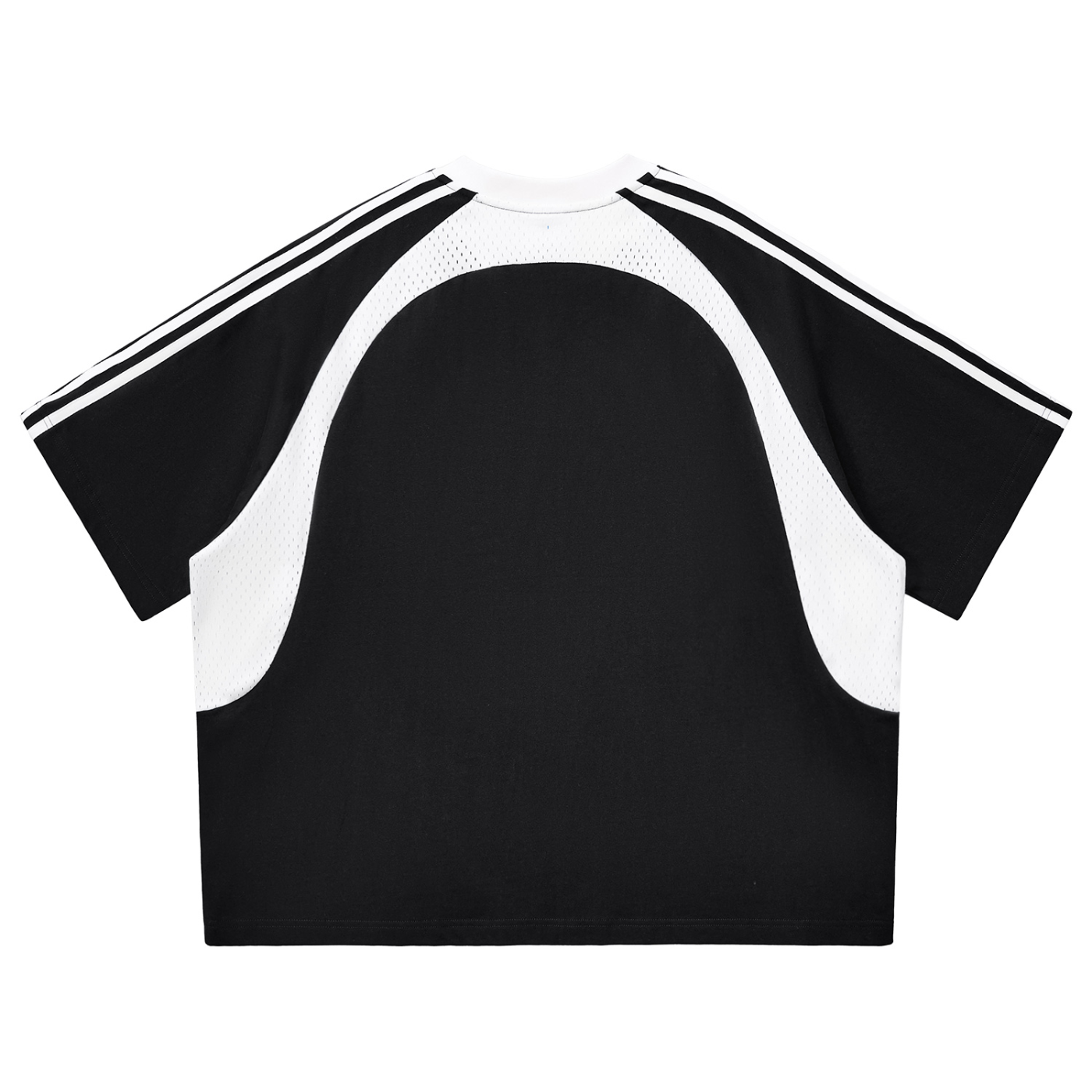 Marie B-Day Collection Contrast Stripes Panel Mesh T-shirt