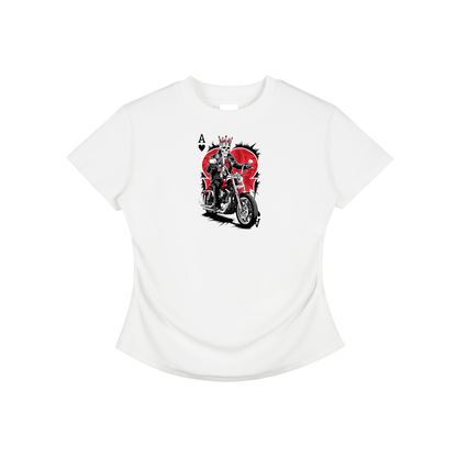 Aonaran Ace Vintaged-Wash Bodycon Cotton T-Shirt