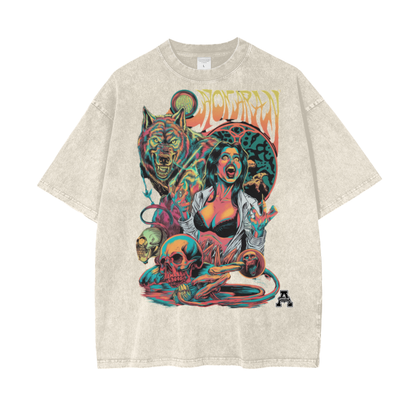 Aonaran Graphic Acid Wash Oversize T-Shirt