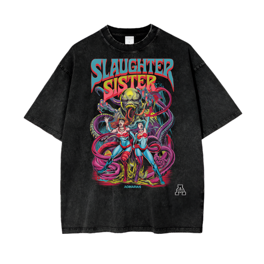 Aonaran Graphic Acid Wash Oversize T-Shirt