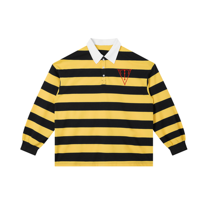 Aonaran NevaeH Color Block Stripe Polo Shirt