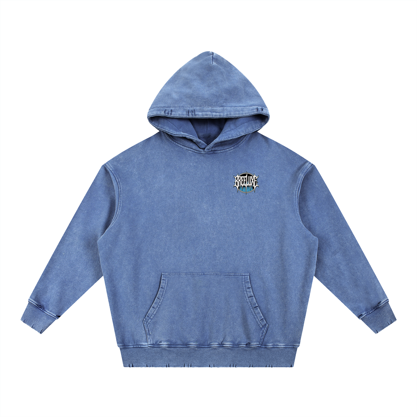 BreeLuxe Season 2 Snow Wash Hand-Frayed Heavyweight  Hoodie