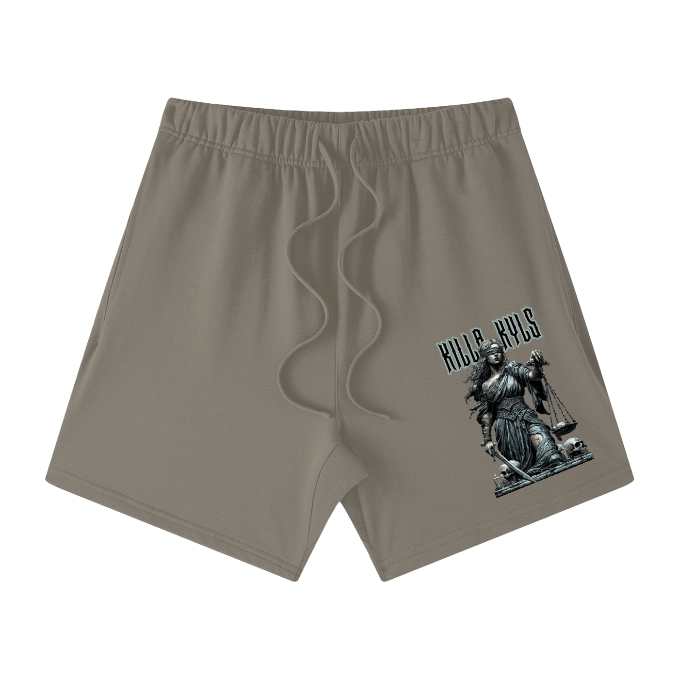 killakyls Unisex Earth Tone Loose Fit Cotton Shorts