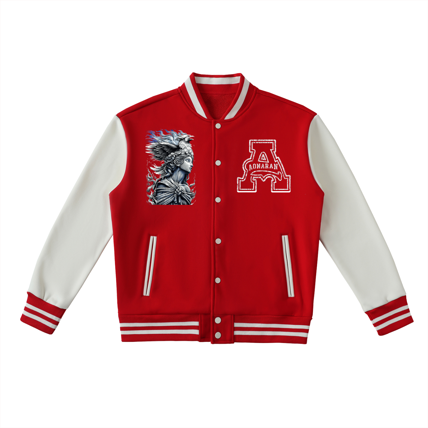 Aonaran Angelic Frost Two-Tone Fleeced Varsity Jacket