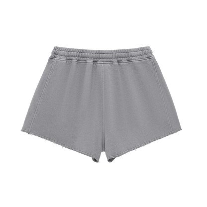BaddieBreezy Snow Washed Raw Edge Drawstring Shorts