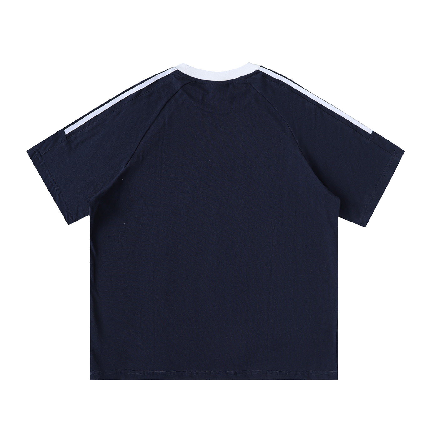 Aonaran Varsity Contrast Tape Crewneck Cotton T-Shirt