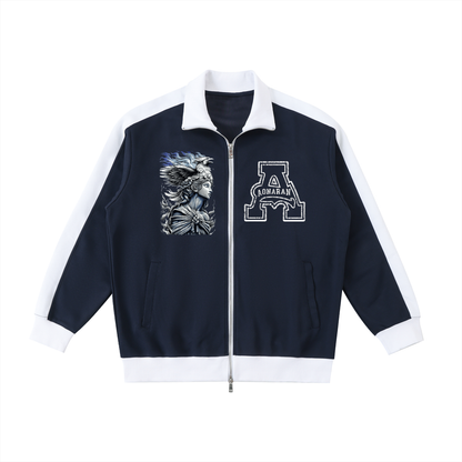 Aonaran Angelic Frost Contrast Trim Stand Collar Jacket
