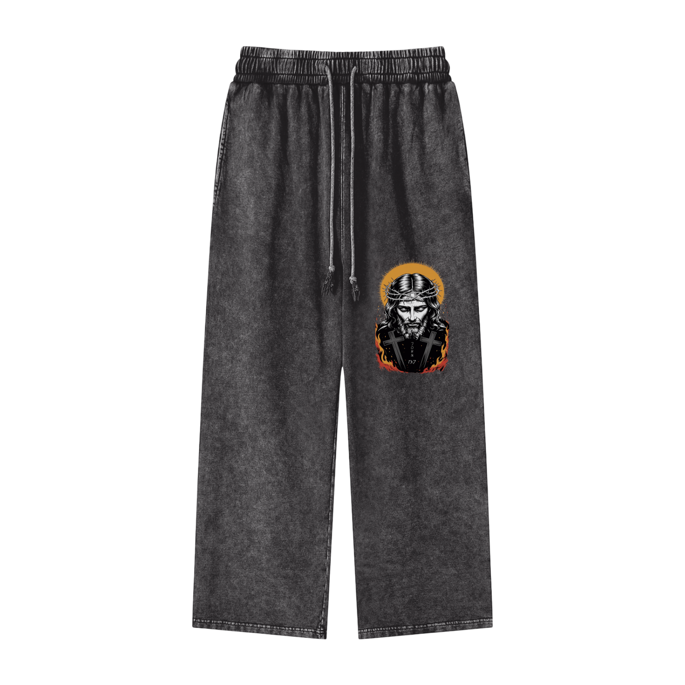 Jesus is King Acid Wash Straight Leg Pants