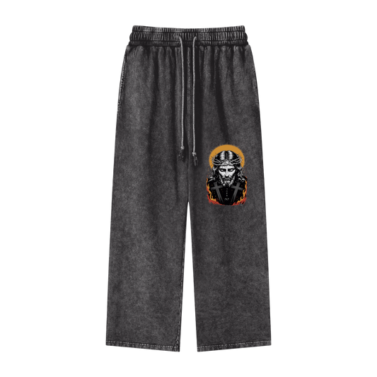 Jesus is King Acid Wash Straight Leg Pants