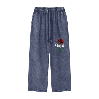 GhostGirlXoxx Acid Wash Straight Leg Pants