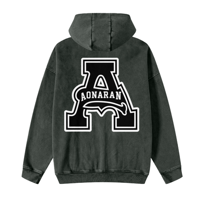 Aonaran Acid Washed Zip Fleece  Hoodie Jacket