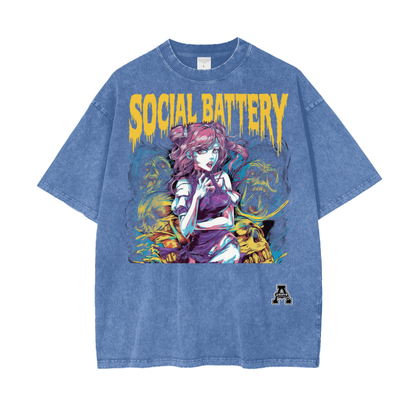 BillyGoat's Social Battery Aonaran Graphic Acid Wash Oversize T-Shirt