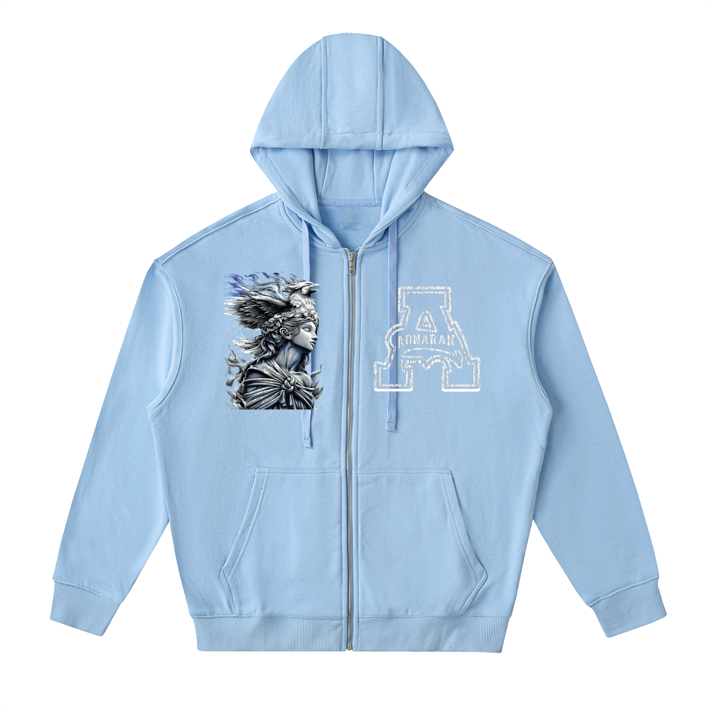 Aonaran Angelic Frost Drop-Shoulder Zip Up Hoodie