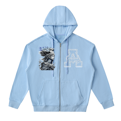 Aonaran Angelic Frost Drop-Shoulder Zip Up Hoodie